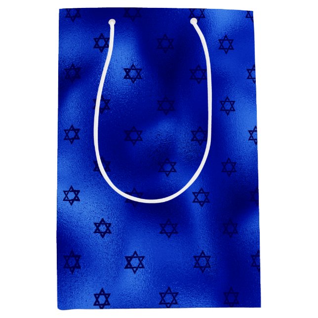 Sac Cadeau Moyen Hanukkah Étoile de David Bleu Roy (Devant)