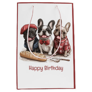 Sac Cadeau Moyen Happy Birthday Bonjour French Bulldogs