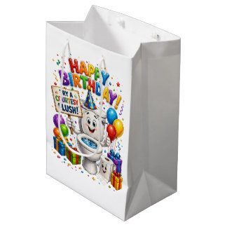 Sac Cadeau Moyen Happy Birthday Try a Courtesy Flush Toilette Humor