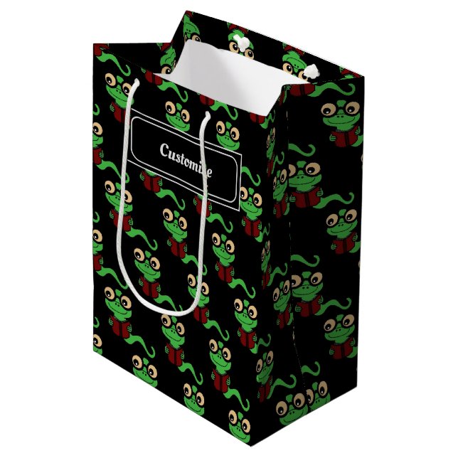 Sac Cadeau Moyen Happy Bookworm Black (Devant Angle)