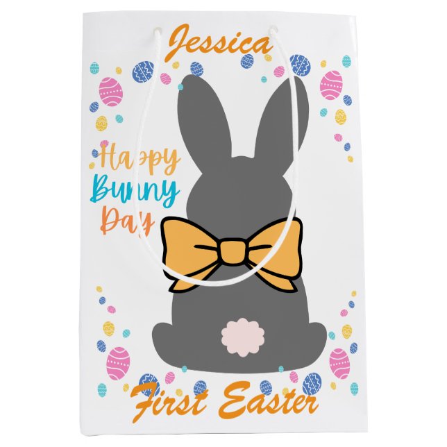 Sac Cadeau Moyen Happy bunny day personalized first easter (Devant)