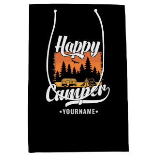 Sac Cadeau Moyen Happy Camper Camping Randonnée Voyage Caravan Life