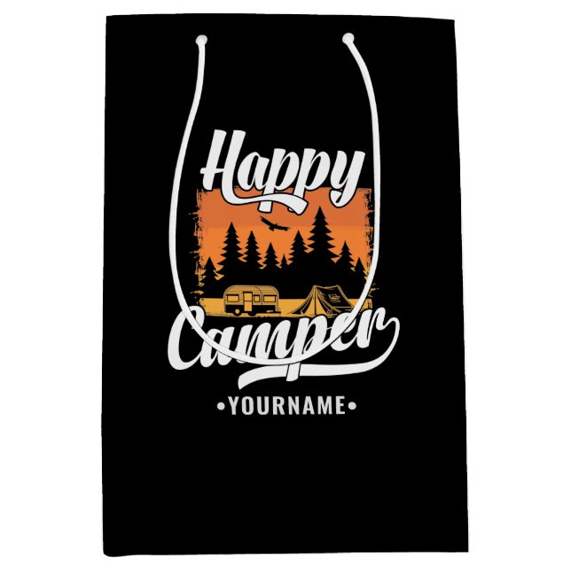 Sac Cadeau Moyen Happy Camper Camping Randonnée Voyage Caravan Life (Devant)