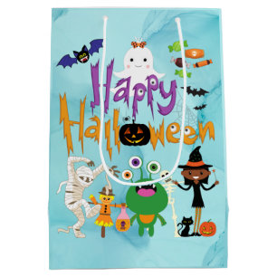 Sac Cadeau Moyen Happy Halloween Kids mignonne et Éffrayante aquare