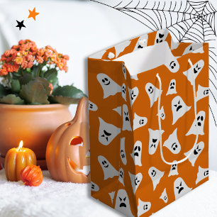 Sac Cadeau Moyen Happy Halloween mignon fantôme avec arrière - plan