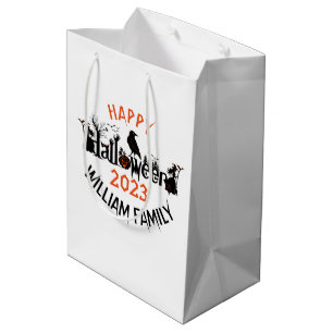 Sac Cadeau Moyen Happy Halloween Noir Concept Typographie Design