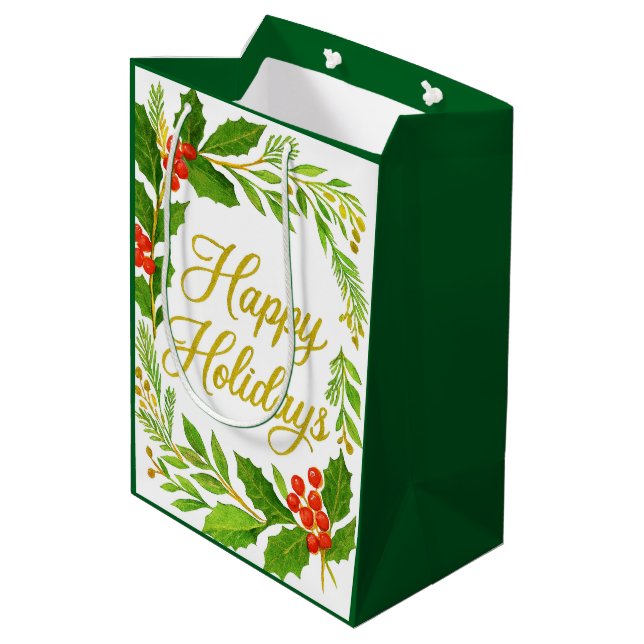 Sac Cadeau Moyen 'Happy Holidays' Gift Bag (Dos Angle)