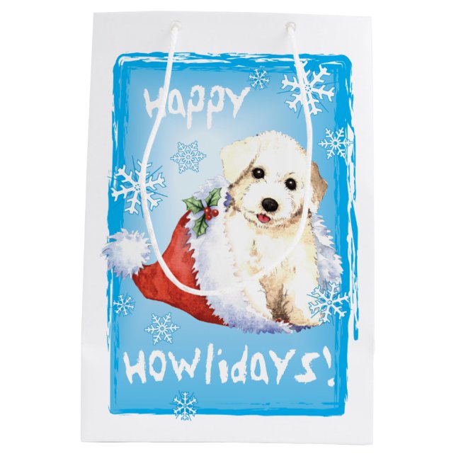 Sac Cadeau Moyen Happy Howlidays Bichon (Dos)