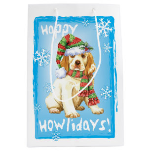 Sac Cadeau Moyen Happy Howlidays Clumber Spaniel