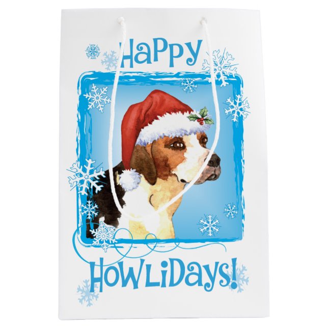 Sac Cadeau Moyen Happy Howlidays Français Foxhound (Devant)