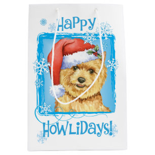 Sac Cadeau Moyen Happy Howlidays Norwich Terrier