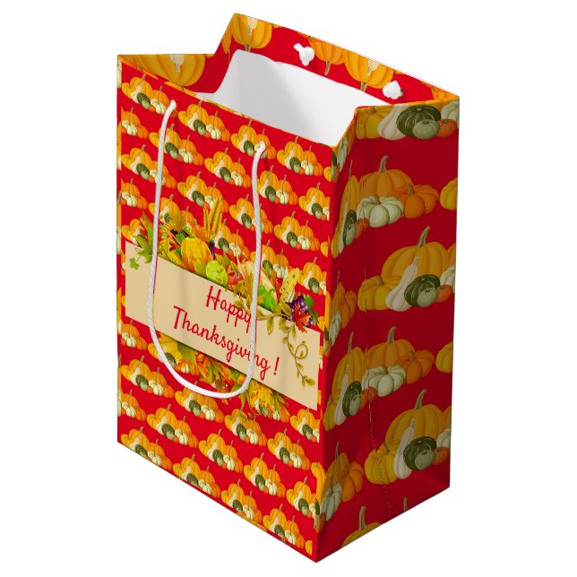 Sac Cadeau Moyen Happy Thanksgiving (Devant Angle)