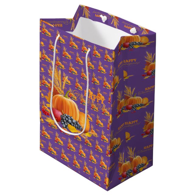 Sac Cadeau Moyen Happy Thanksgiving (Devant Angle)