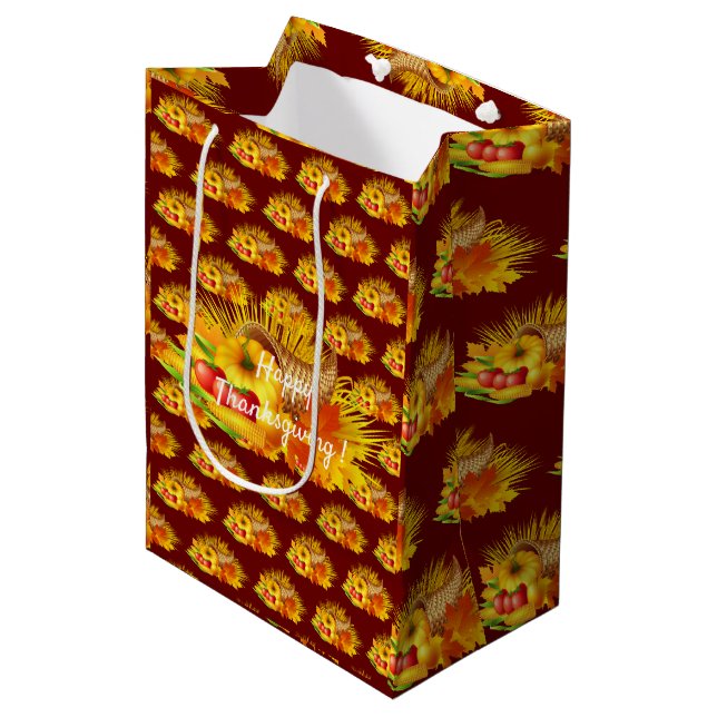 Sac Cadeau Moyen Happy Thanksgiving (Devant Angle)