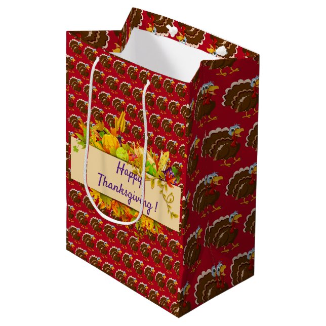 Sac Cadeau Moyen Happy Thanksgiving (Devant Angle)