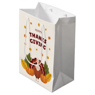 Sac Cadeau Moyen Happy Thanksgiving Autumn Pumpkin