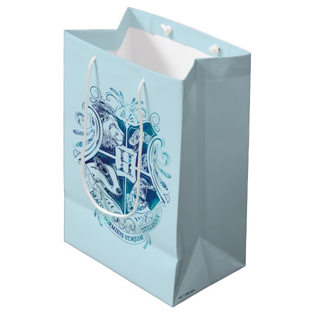 Sac Cadeau Moyen Harry Potter | Aguamenti Blason HOGWARTS™ (Devant Angle)