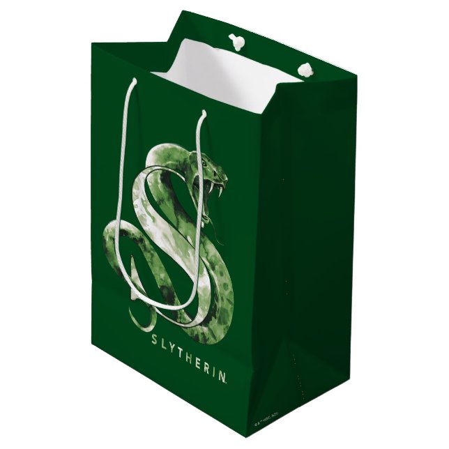 Sac Cadeau Moyen Harry Potter | Aquarelle SLYTHERIN™ (Devant Angle)