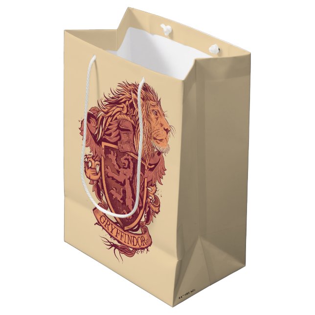 Sac Cadeau Moyen Harry Potter | Blason du Lion Gryffindor (Devant Angle)