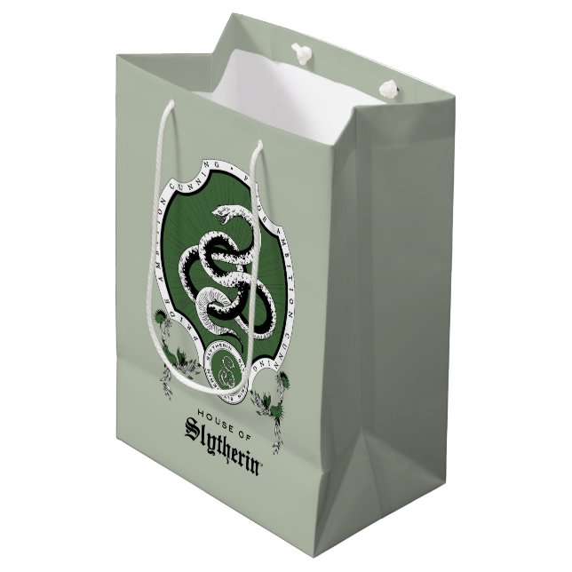 Sac Cadeau Moyen HARRY POTTER™ | Délicat croquis SLYTHERIN™ Crest (Devant Angle)
