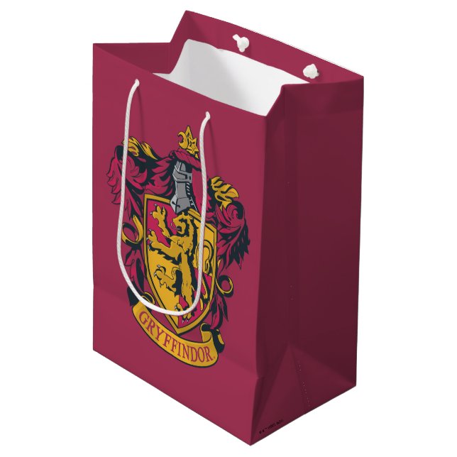 Sac Cadeau Moyen Harry Potter | Gryffindor Crest Gold et Rouge (Devant Angle)