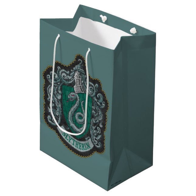 Sac Cadeau Moyen Harry Potter | Retro Mighty Slytherin Crest (Devant Angle)