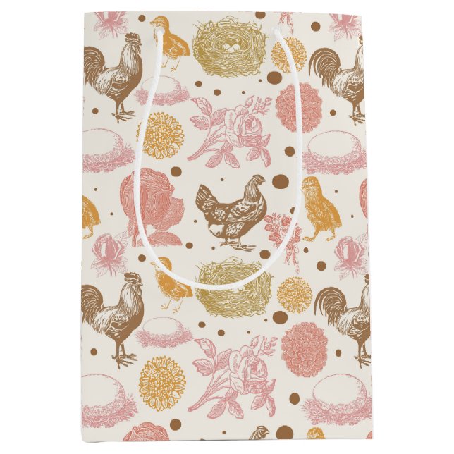 Sac Cadeau Moyen Hatching Bientôt Poulet Flore modèle (Devant)