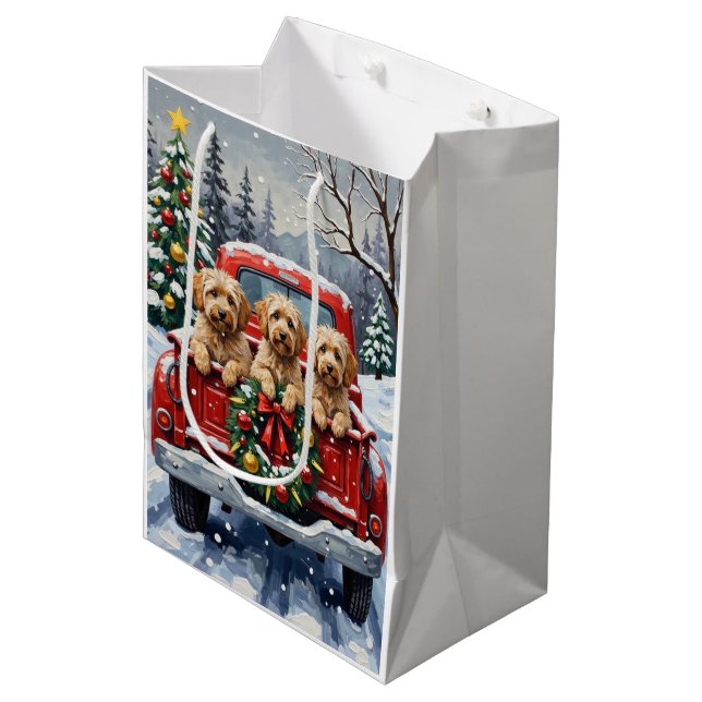 Sac Cadeau Moyen Havanese Christmas Red Truck Holiday (Devant Angle)