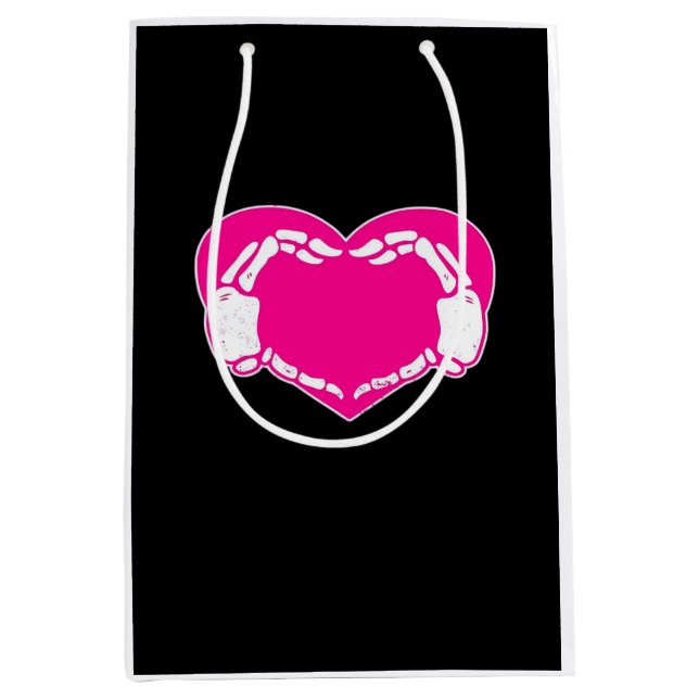Sac Cadeau Moyen Heart Skeleton mains gothique Valentine classique (Devant)