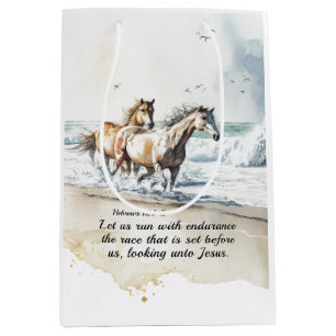 Sac Cadeau Moyen Hébreux 12 1-2 Courir avec Endurance Bible Cheval