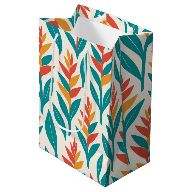 Sac Cadeau Moyen heliconia impression hawaïenne (Devant Angle)