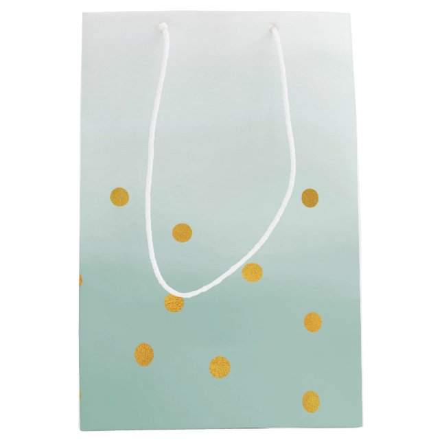 Sac Cadeau Moyen Hello Gold Mint Confetti Ombre (Devant)