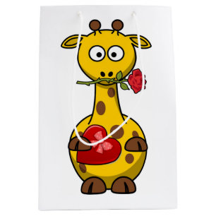 SAC CADEAU MOYEN "HEUREUSE SAINTE-VALENTIN" GIRAFFE