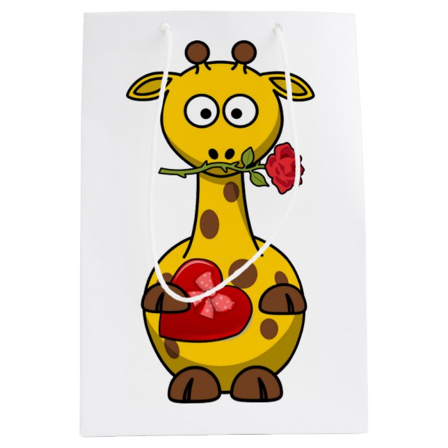 SAC CADEAU MOYEN "HEUREUSE SAINTE-VALENTIN" GIRAFFE (Devant)