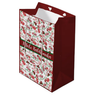 Sac Cadeau Moyen Hibiscus hawaïen Mele Kalikimaka Sac-cadeau moyen