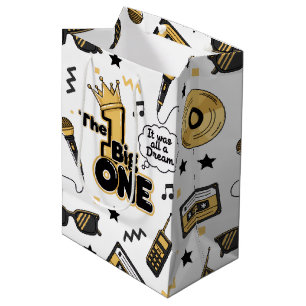 Sac Cadeau Moyen Hip hop 1er anniversaire   Le Big ONE Black & Gold