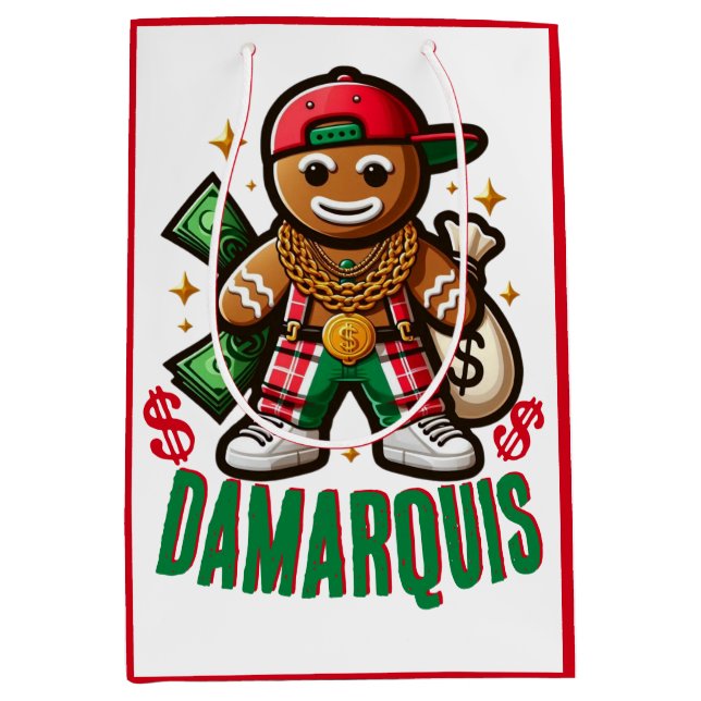 Sac Cadeau Moyen Hip hop Gingerbread Homme Swag Noël (Devant)