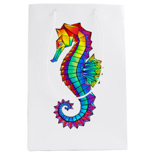 Sac Cadeau Moyen Hippocampe polygonal arc-en-ciel