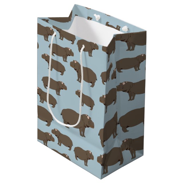 Sac Cadeau Moyen Hippopotame Hippo Motif (Devant Angle)