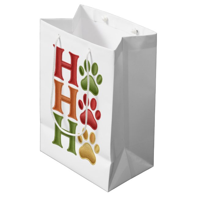 Sac Cadeau Moyen Ho Ho Ho Dog Paws (Devant Angle)
