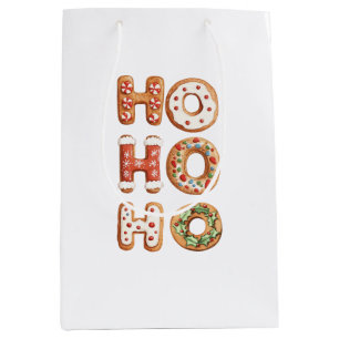 Sac Cadeau Moyen Ho Ho Ho Gingerbread Cookie Christmas