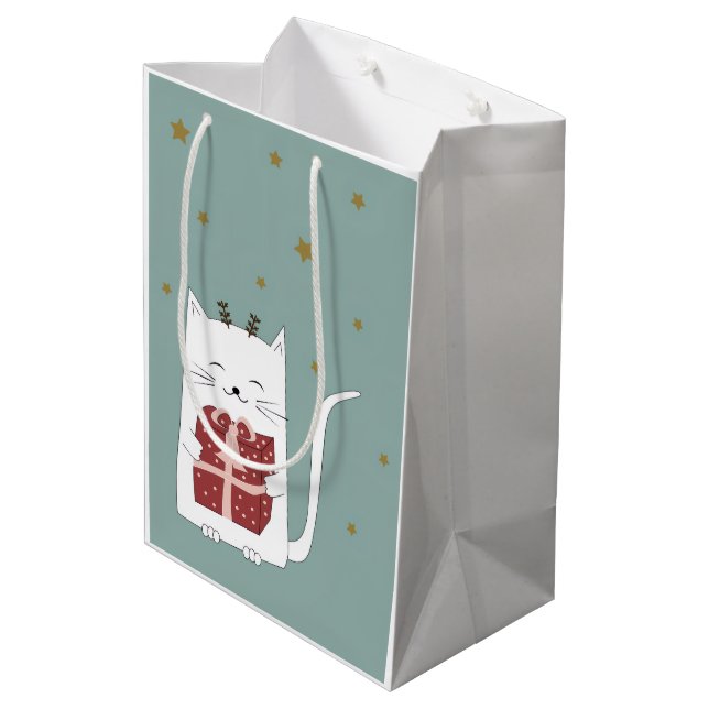Sac Cadeau Moyen Holiday Blessings Cat Christmas Gift Bags (Dos Angle)