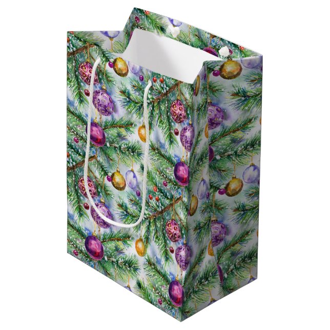 Sac Cadeau Moyen Holiday Christmas Tree Ornaments (Devant Angle)