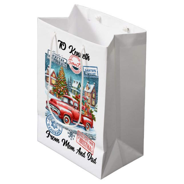 Sac Cadeau Moyen Holiday Santa Sack With Winter Stickers (Devant Angle)