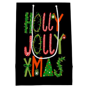 Sac Cadeau Moyen HOLLY JOLLY XMAS Jours fériés de Noël