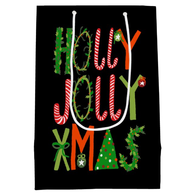 Sac Cadeau Moyen HOLLY JOLLY XMAS Sweet Holidays Noël (Dos)