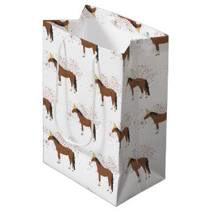 Sac Cadeau Moyen Horse Partyler Animaux de ferme ayant une fête