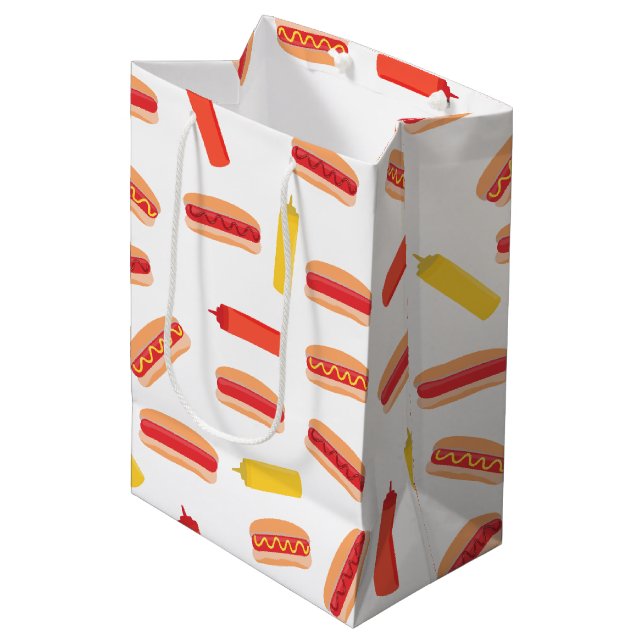 Sac Cadeau Moyen Hot Dog Fast Food Motif barbecue (Devant Angle)