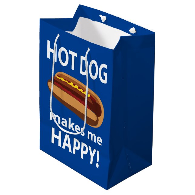 Sac Cadeau Moyen Hot Dog Me Rend Heureux Hot Dog (Devant Angle)