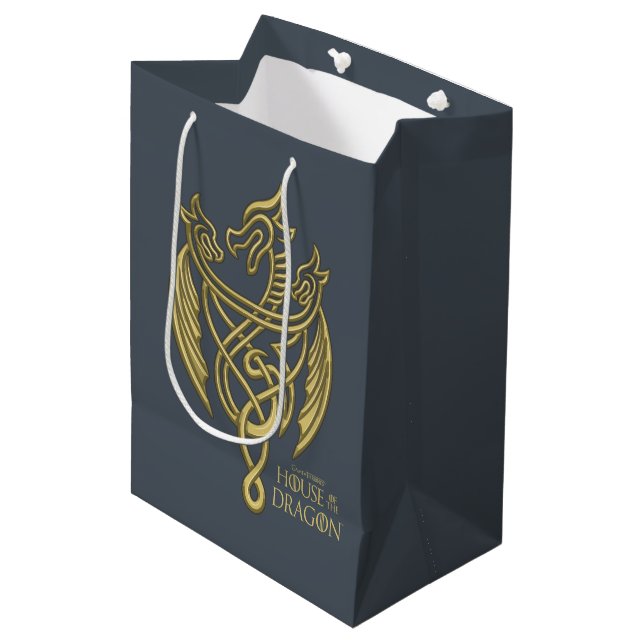 Sac Cadeau Moyen HOUSE of the Dragon | Golden Filigree Dragon Crest (Devant Angle)